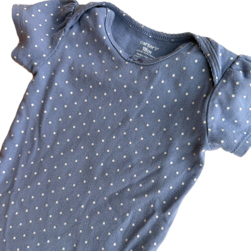 3/$21 | Baby Girl 18M Summer Short Sleeve Bodysuits, Set of 3 Blues and Grays - Picture 12 of 13